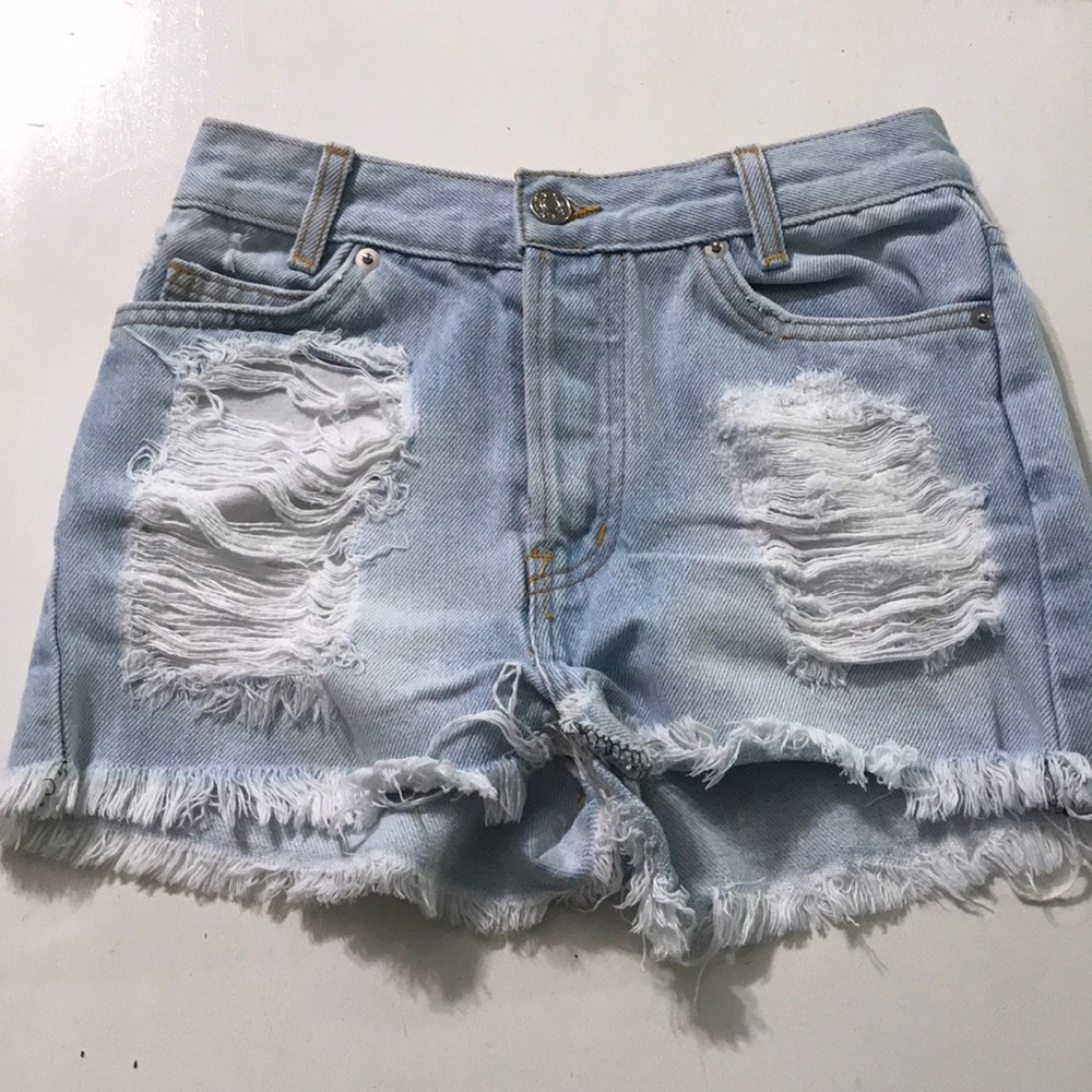 John Galt Ripped Denim Shorts